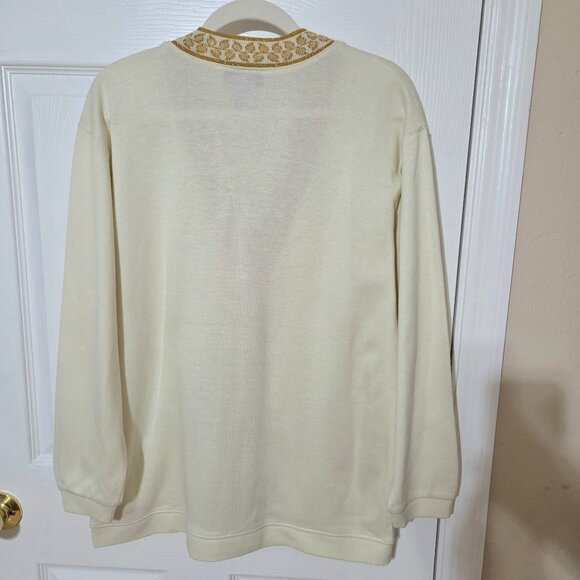 Cathy Daniels Cream Cardigan With Gold Trim Detail Size M - Picture 5 of 7